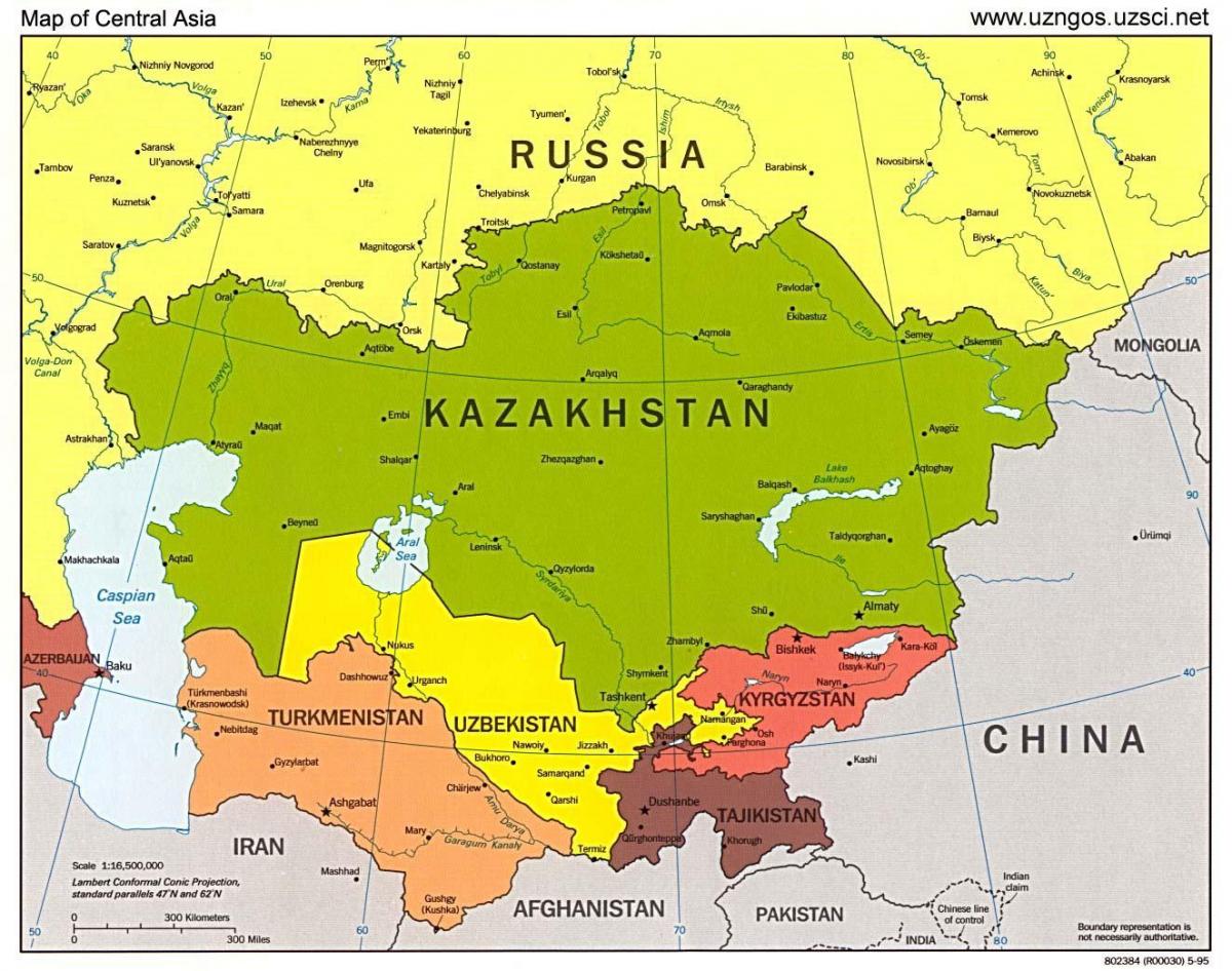 žemėlapis Kazachstano azijos žemėlapis