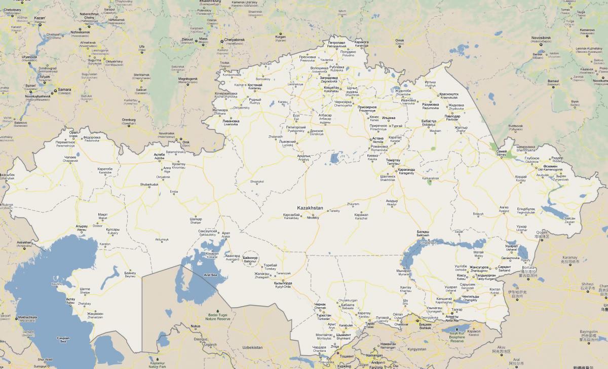 žemėlapis Kazachstano kelių