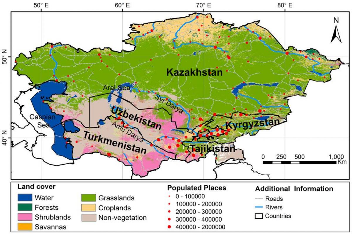 žemėlapis Kazachstano klimato