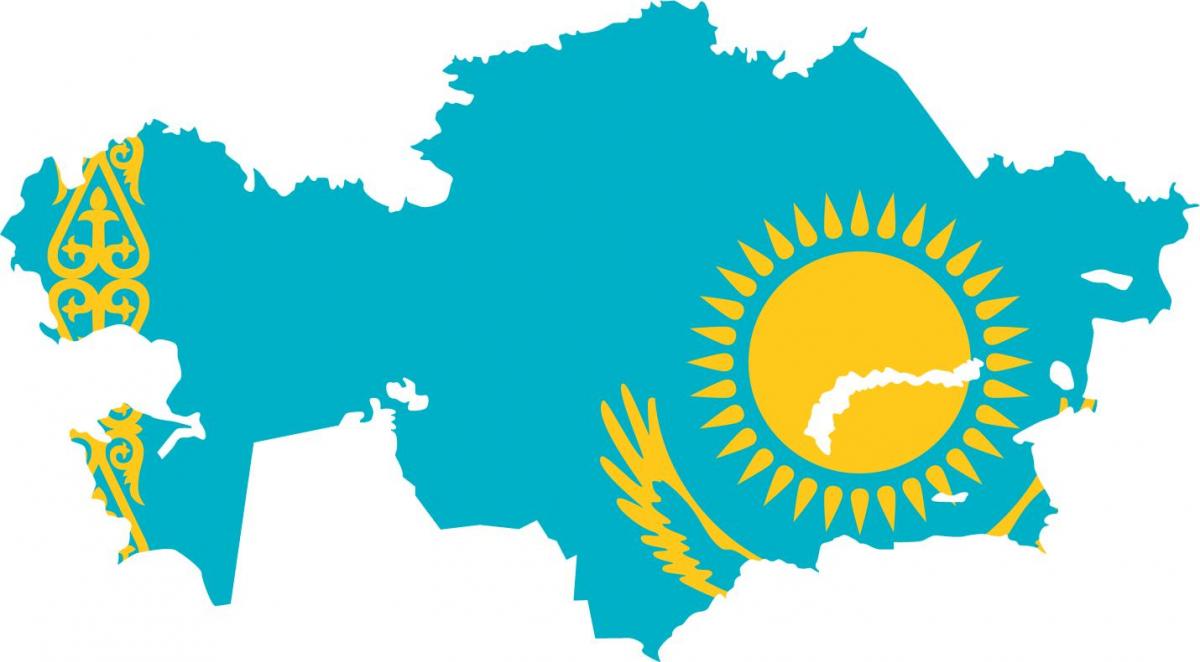 žemėlapis Kazachstano vėliava