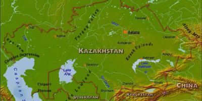 Žemėlapis Kazachstano fizinio