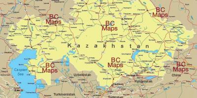 Kazachstano miestus žemėlapyje