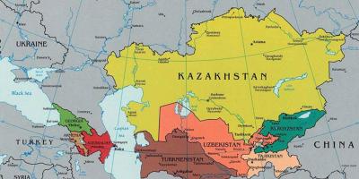 Žemėlapis Kazachstane ir aplinkinėse šalyse